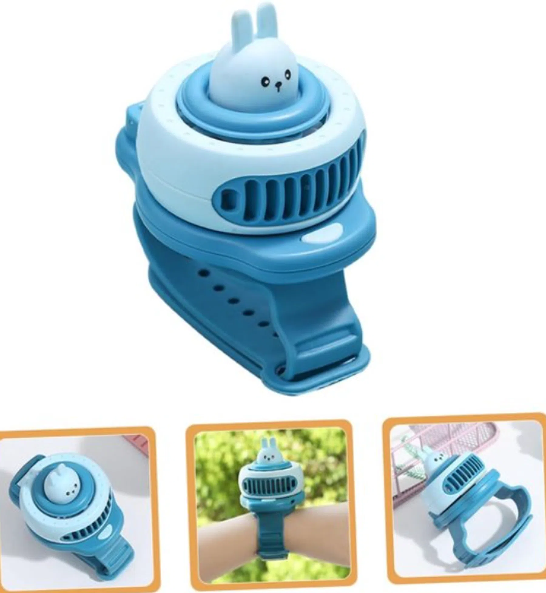 Handventilator om je pols in het blauw